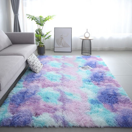 Tie-dye Soft Runner Rugs for Bedroom Living Room Plush Fluffy Mat Shag Furry Area Carpet Anti-Slip for Girls Room Home Decorat