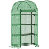 Mini Greenhouse with Storage Shelf, Roll-Up ZipDoorPE Cover, Green