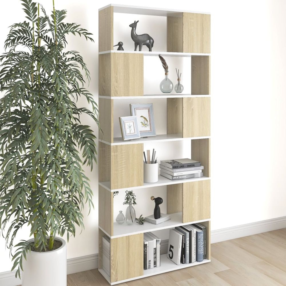 Book Cabinet Room Divider White 80x24x186 cm Engineered Wood