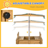 Kids Square Wooden Sandpit Children Cabana Sandbox Outdoor Playset