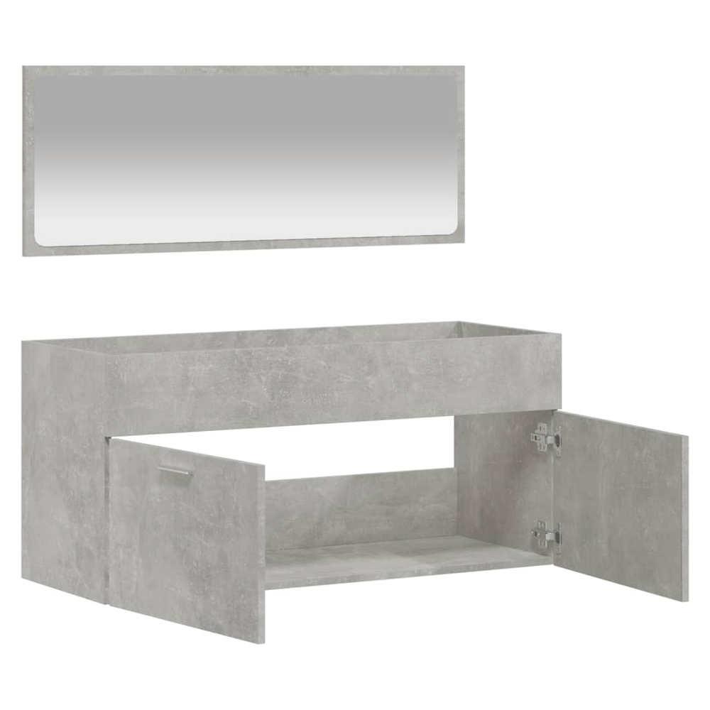 Bathroom Cabinet with Mirror Concrete Grey Engineered Wood