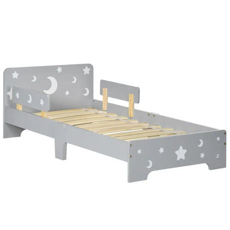 Kids Toddler Bed w/ Star and Moon Patterns, for Ages 3-6 Years - Grey