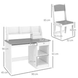 ZONEKIZ Kids Desk and Chair Set with Storage for 5-8 Years, Grey