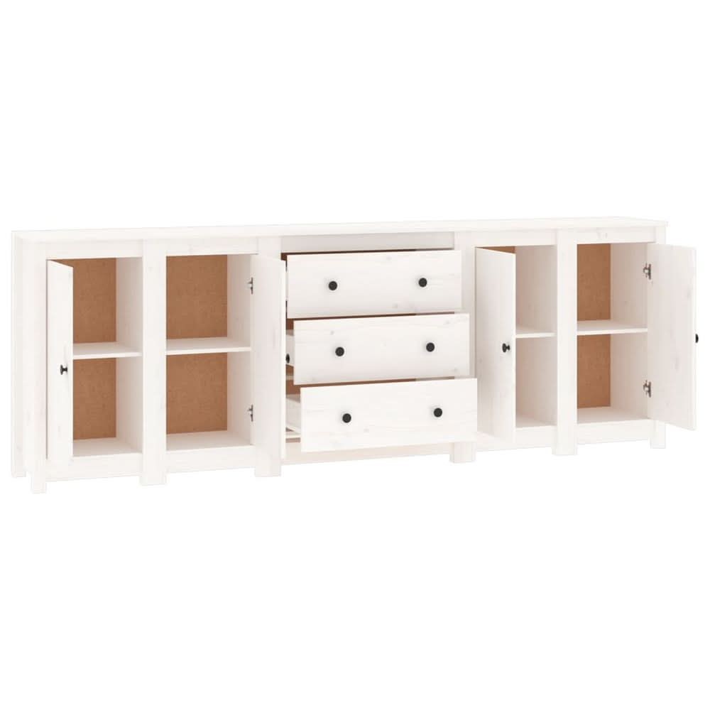 Sideboard White 230x35x80 cm Solid Wood Pine