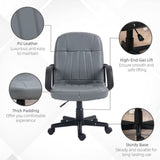 PU Leather Office Chair Swivel Home Mid-Back Computer Desk Chair, Grey