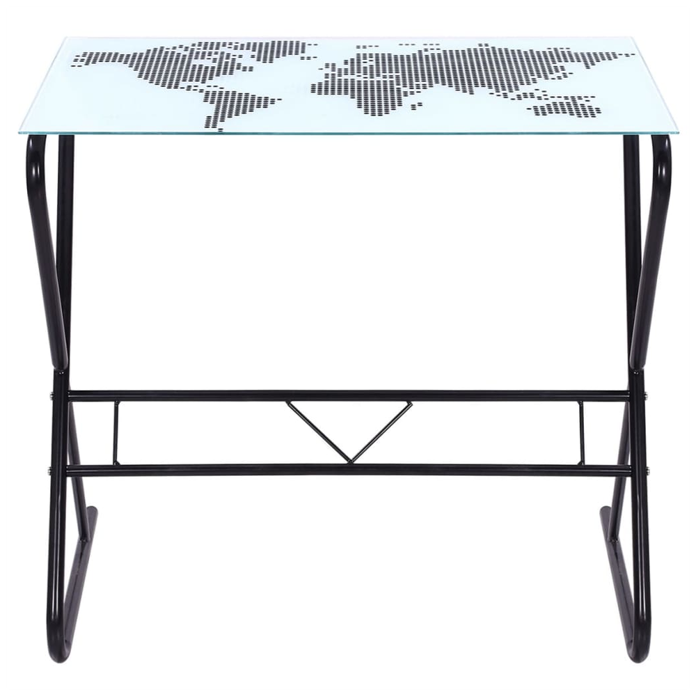 Glass Desk with World Map Pattern