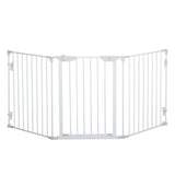 Pet Safety Gate 3-Panel Playpen Metal Fence W/ Walk Through Door White