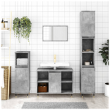 3 Piece Bathroom Furniture Set Concrete Grey Engineered Wood