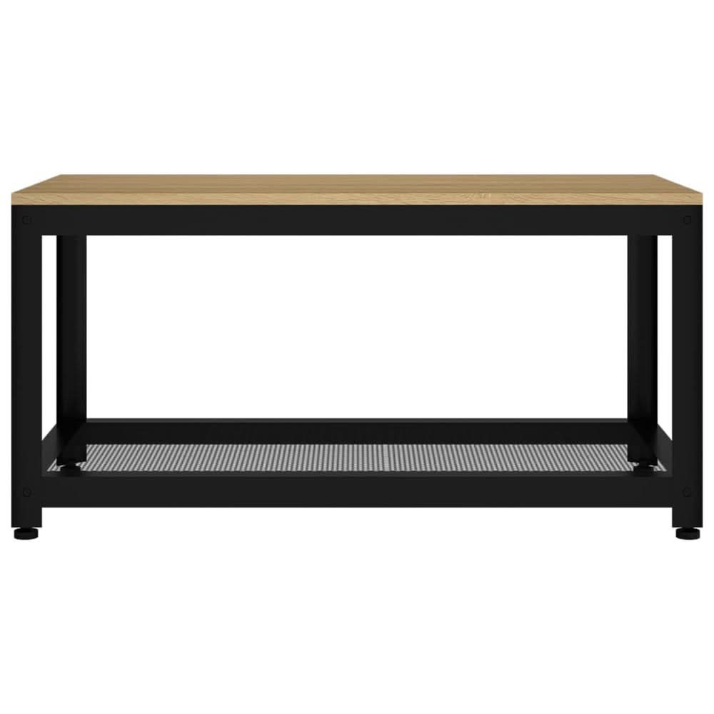 Coffee Table Light Brown and Black 90x45x45 cm MDF and Iron