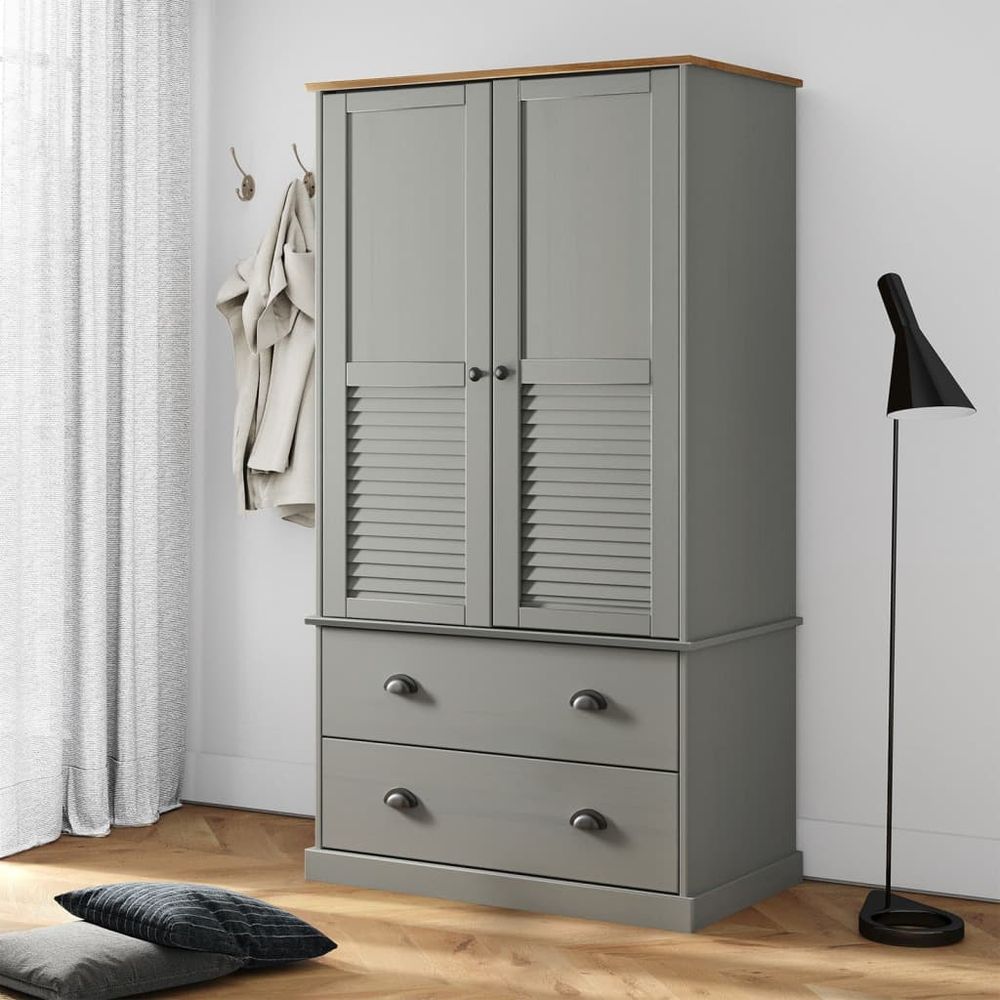 Wardrobe VIGO Grey 90x55x176 cm Solid Wood Pine