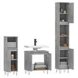 3 Piece Bathroom Furniture Set Concrete Grey Engineered Wood