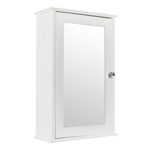 Single Door Mirror Indoor Bathroom Wall Mounted Cabinet Shelf White