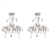 Crystal Pendant Ceiling Lamp Chandeliers 2 pcs Elegant White