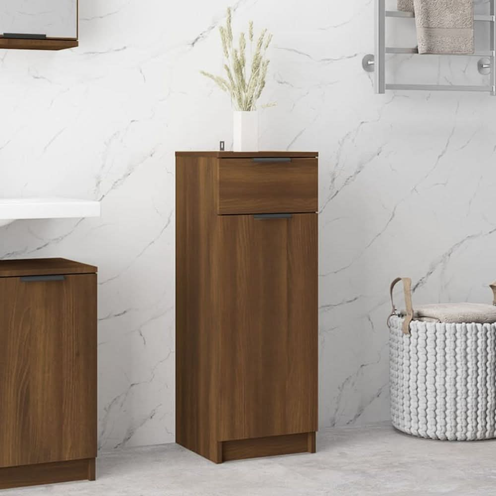 Bathroom Cabinet Smoked Oak 32x34x90 cm Engineered Wood