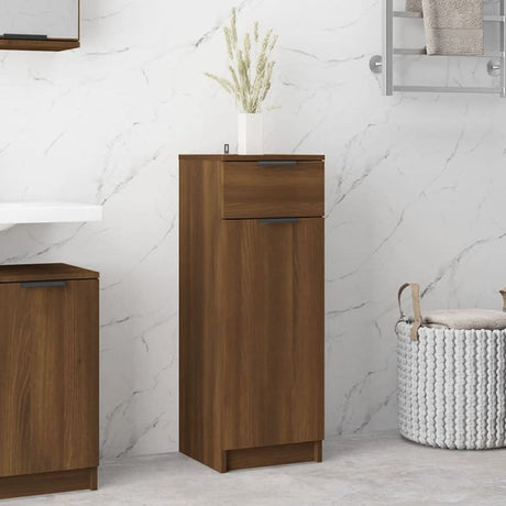 Bathroom Cabinet Smoked Oak 32x34x90 cm Engineered Wood