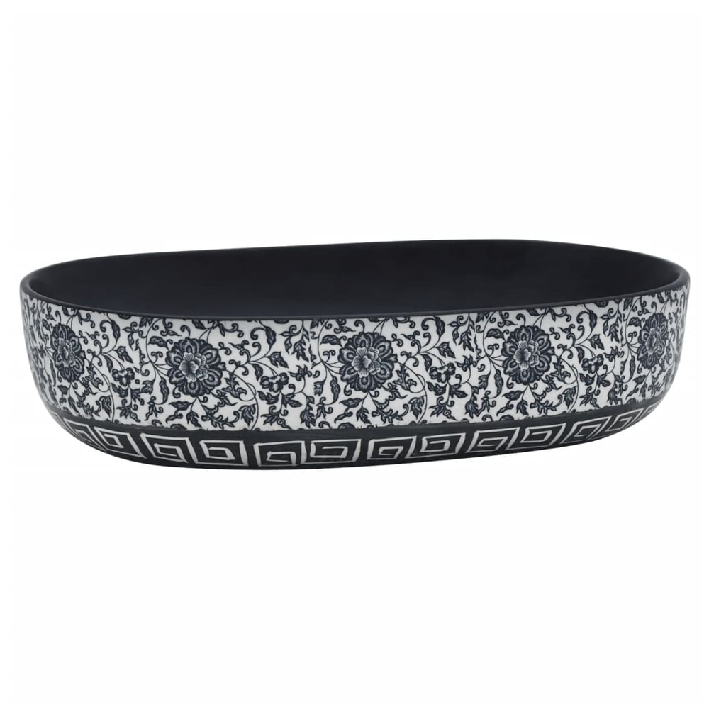 Countertop Basin Black and Blue Oval 59x40x14 cm Ceramic