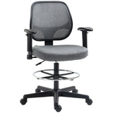 Drafting Chair Tall Office Stand Desk Chair  Foot Ring, Arm, Wheel Vinsetto