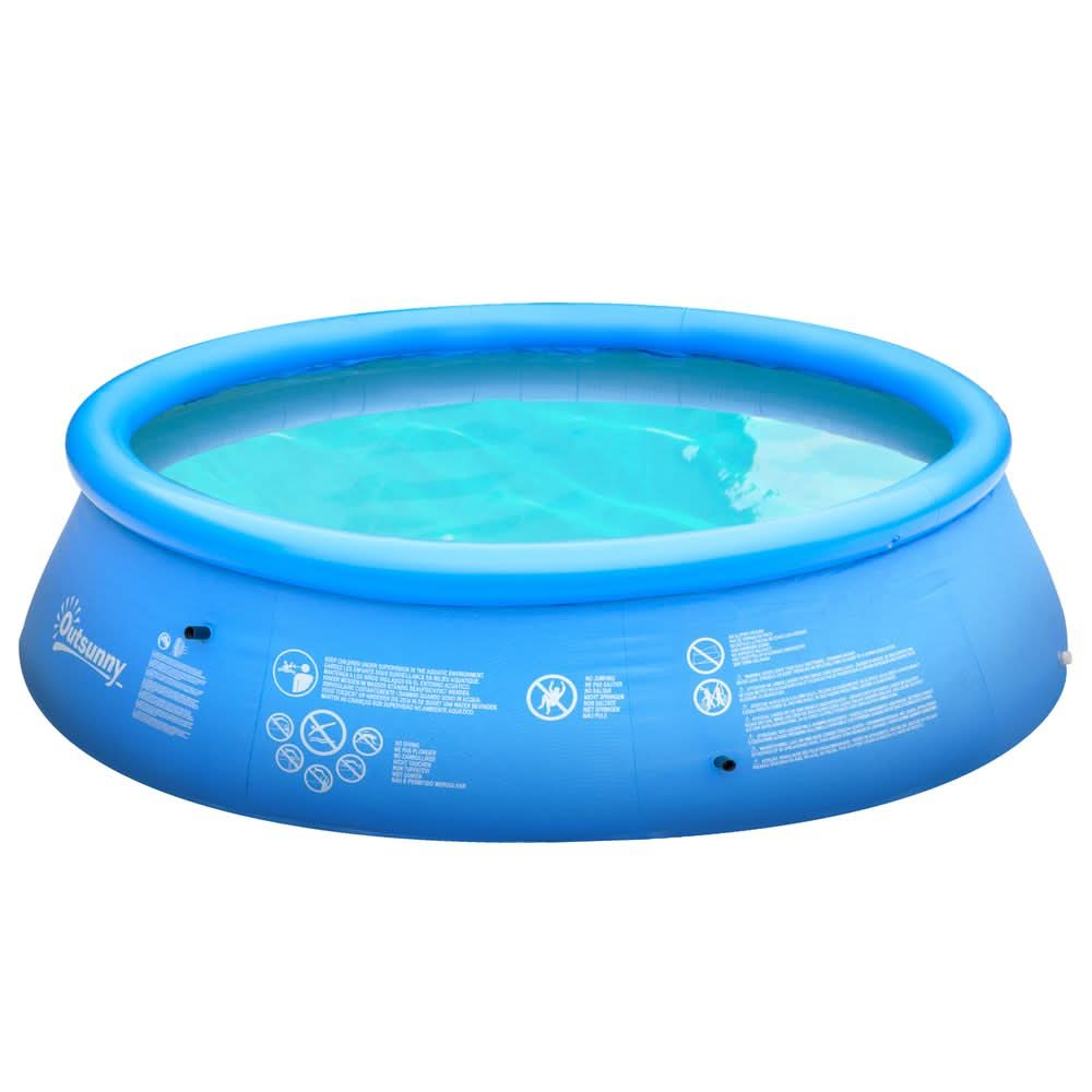 274cmx76cm Round Paddling Inflatable Swimming Pool Family-Sized & Hand Pump Blue