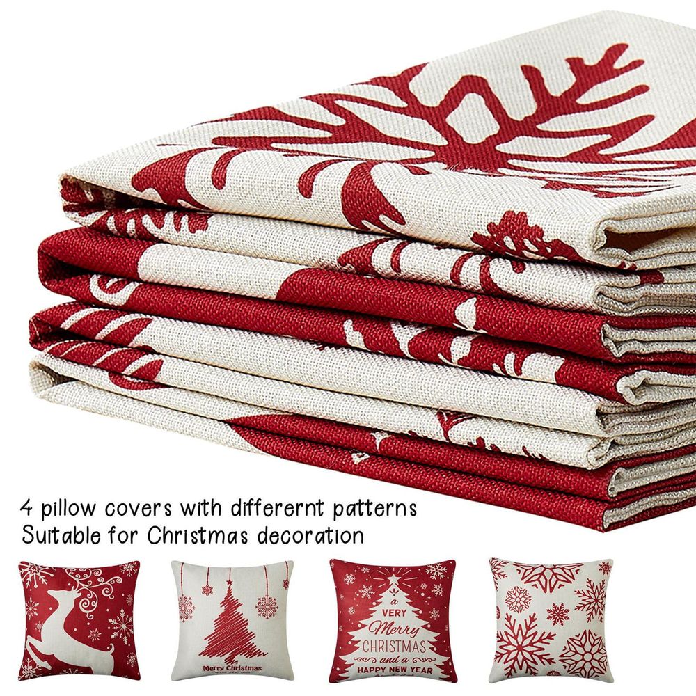 Christmas Pillow Covers Christmas Decorations Throw Pillow Covers Set Of 4 Throw Pillow Cases With Holiday Decor