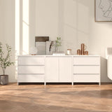 3 Piece Sideboard White Engineered Wood