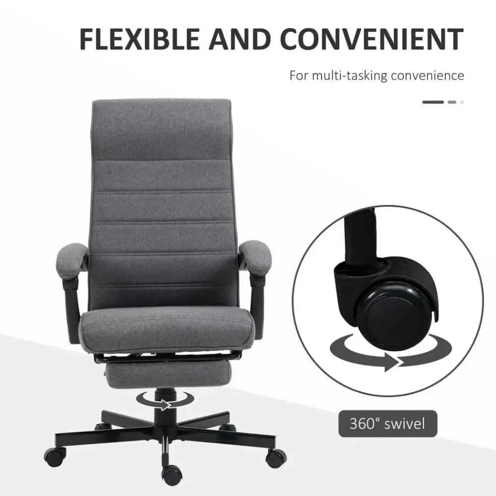 Home Office Chair High-Back Reclining Chair for Bedroom Study Living Room Grey