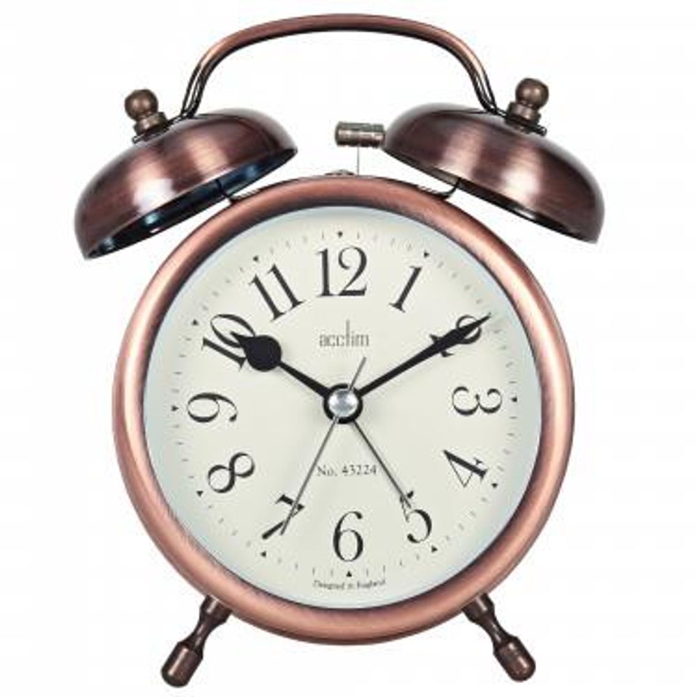 'Penbridge' Antique Brass Double Bell Alarm Clock