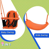 Garden Swing Set for Toddlers, Kids with Seats, Safety Belt, Orange