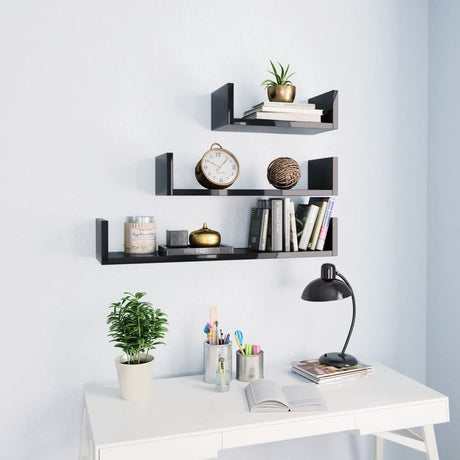 Wall Display Shelves 3 pcs Smoked Oak Engineered Wood