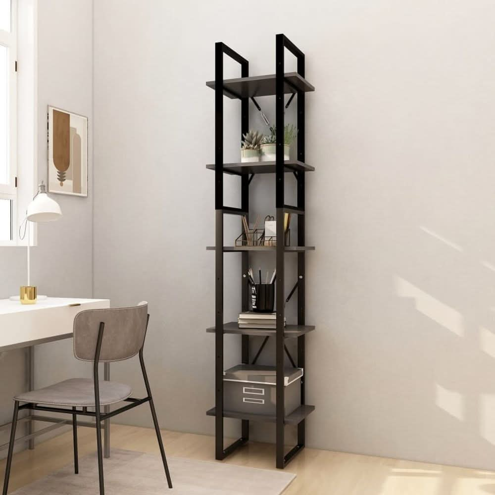 5-Tier Book Cabinet Brown 100x30x175 cm Pinewood