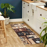 1pc brown coffee kitchen rug, non-slip machine washable flannel floor mat, suitable for hallway door kitchens