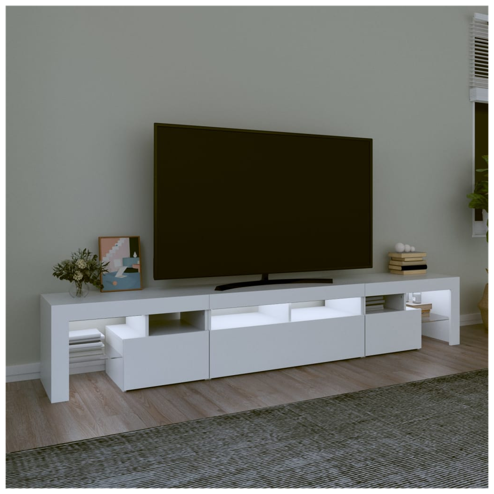 TV Cabinet with LED Lights White 230x36.5x40 cm