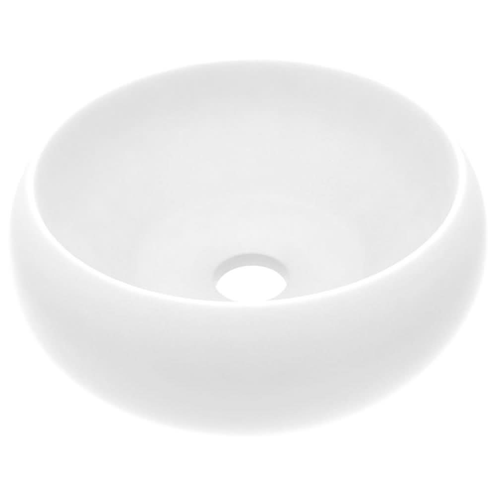 Luxury Wash Basin Round Matt White 40x15 cm Ceramic