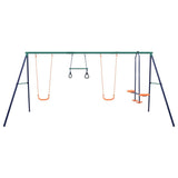 Swing Set with Gymnastic Rings and 4 Seats Steel