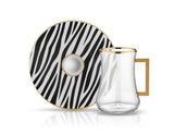 Dervish Zebra Tea Glass with Handle and Saucer