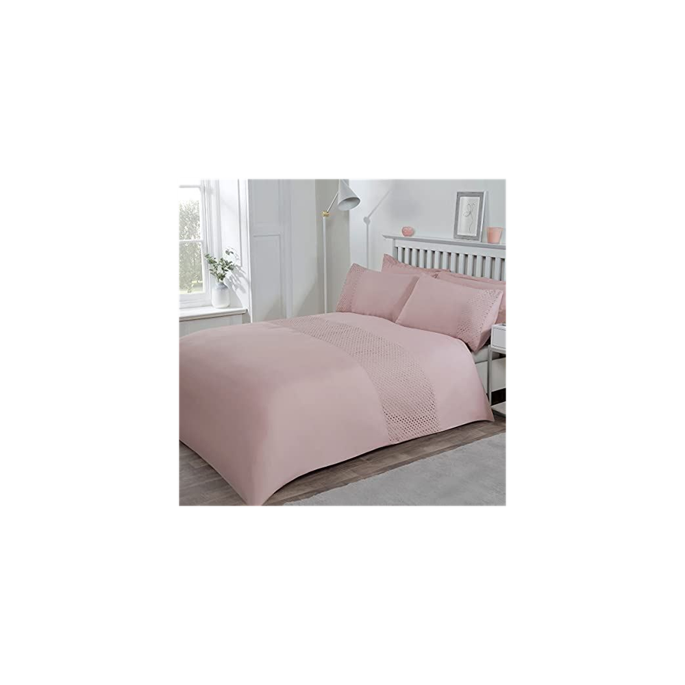 LACE BORDER BLUSH PINK DUVET SET SB