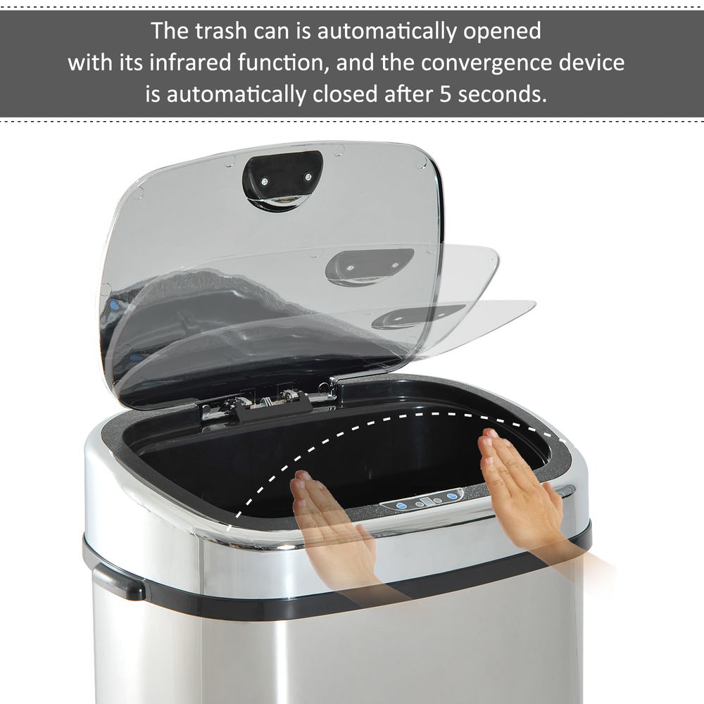 Sensor Bin 68 L Dustbin Stainless Steel Automatic Silver Dust-Silver