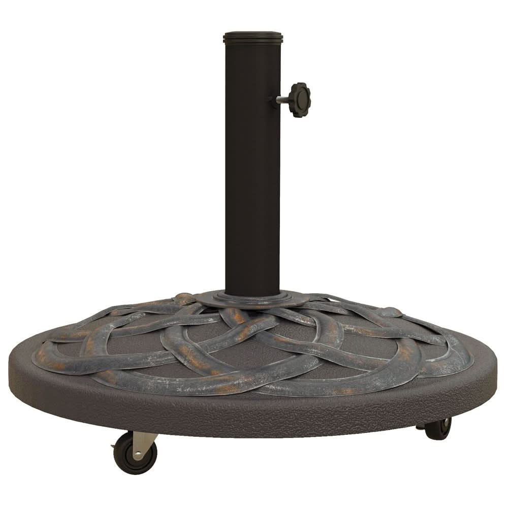 27kg Garden Parasol Base w/ Wheels Concrete Umbrella Stand Bronze Tone