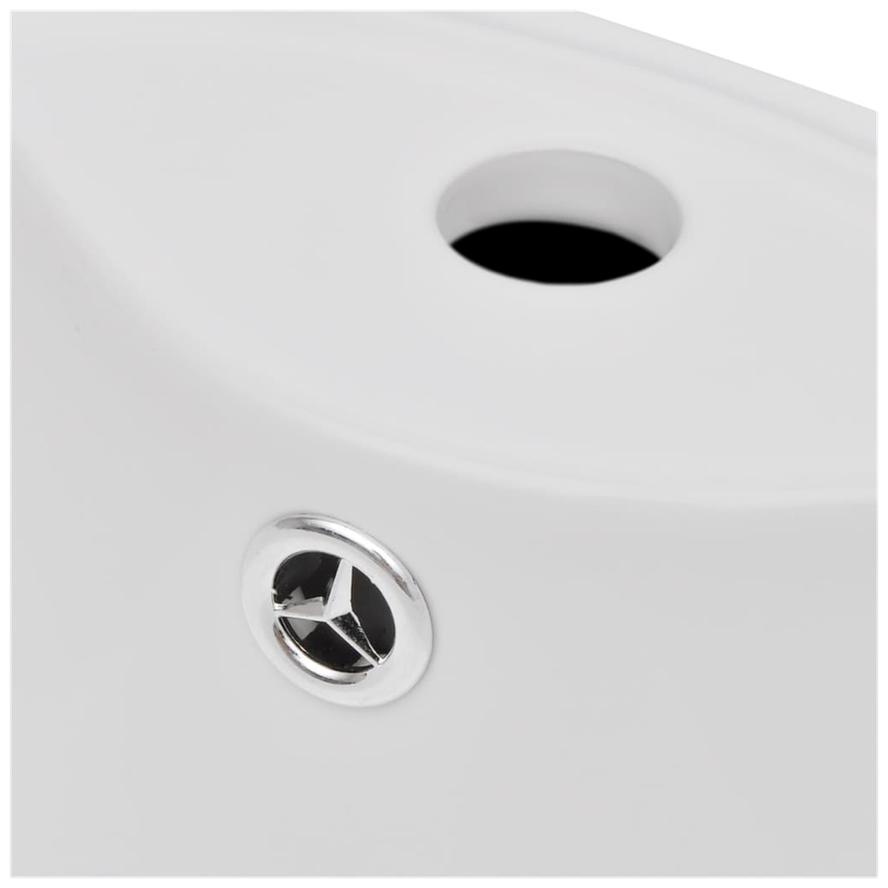 Ceramic Stand Bathroom Sink Basin Faucet/Overflow Hole White Round