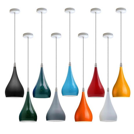 Metal E27 Teardrop Pendant Light Modern Industrial Hanging Light Fixture