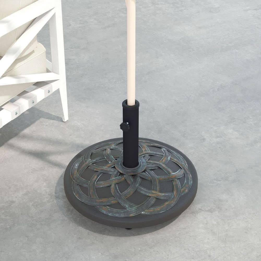 27kg Garden Parasol Base w/ Wheels Concrete Umbrella Stand Bronze Tone