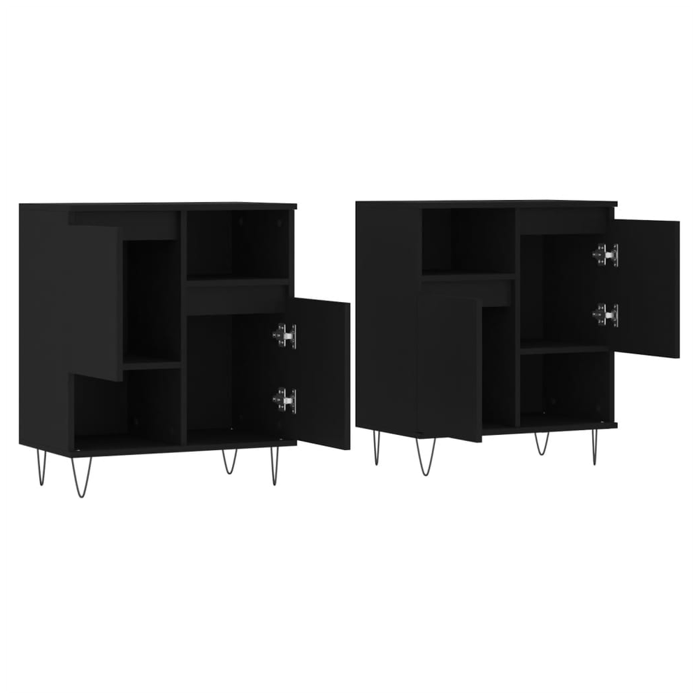 Sideboards 2 pcs Black Engineered Wood