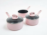 Cermalon 5-Piece Matt Blush Pink with Grey Sparkle Ceramic Non-Stick Pan Set