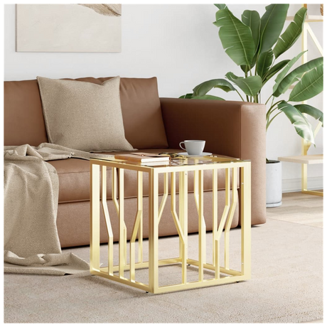 Coffee Table Gold 50x50x50 cm Stainless Steel and Glass