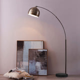 Standard Arc Curved Floor Lamp, Modern Lighting, Antique Brass