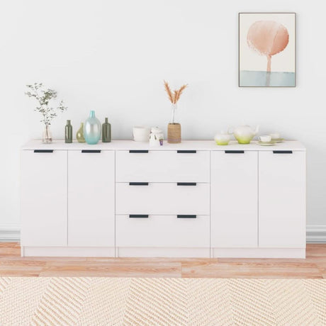 3 Piece Sideboards White Engineered Wood