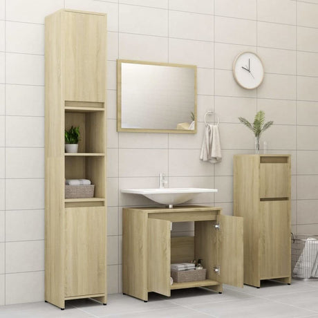 4 Piece Bathroom Furniture Set White Engineered Wood