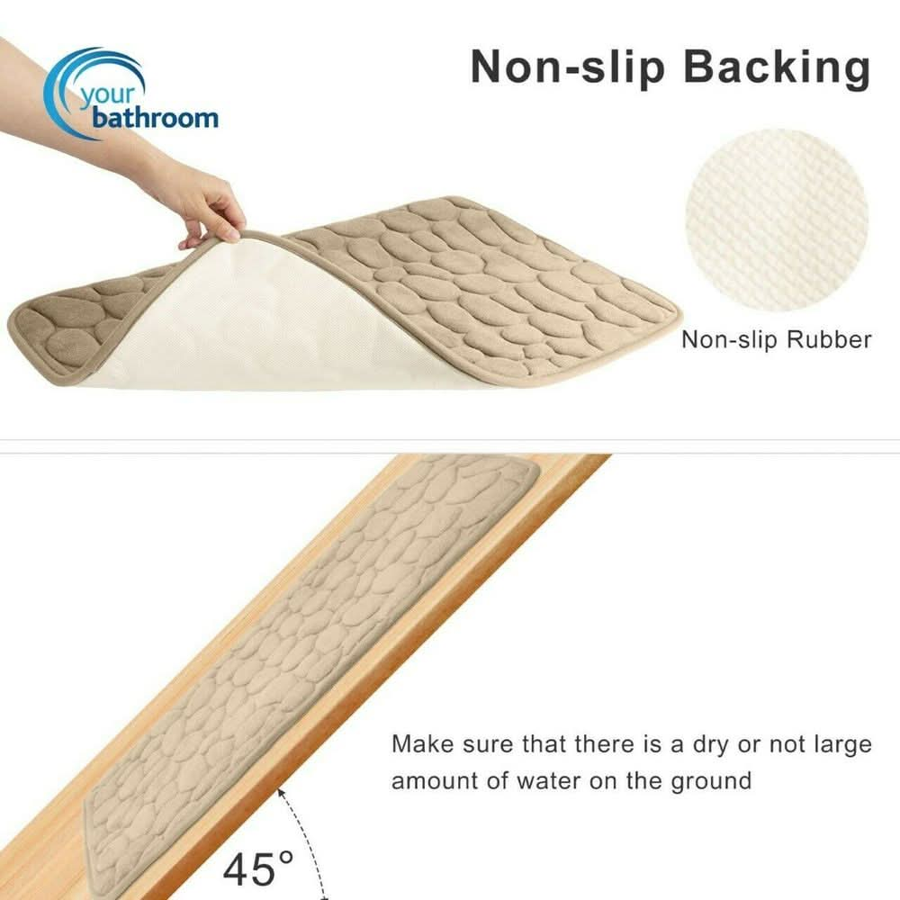 Non Slip Bath Mat Memory Foam (Cream)