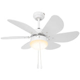 Mounting Reversible Ceiling Fan with Light, Pull-chain Switch, White