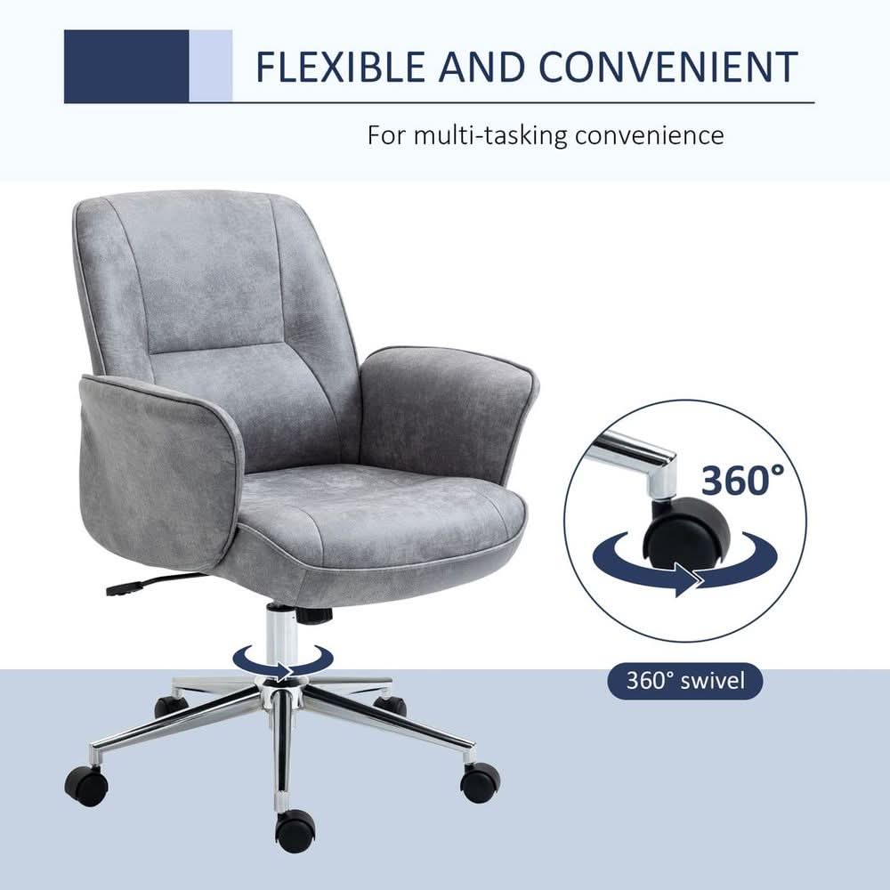 Swivel Computer Office Chair Mid Back Desk Chair for Home, Light Grey