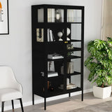 Display Cabinet Black 90x40x180 cm Steel and Tempered Glass